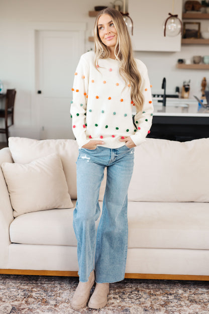 Jodifl • Candy Buttons Pom Detail Sweater