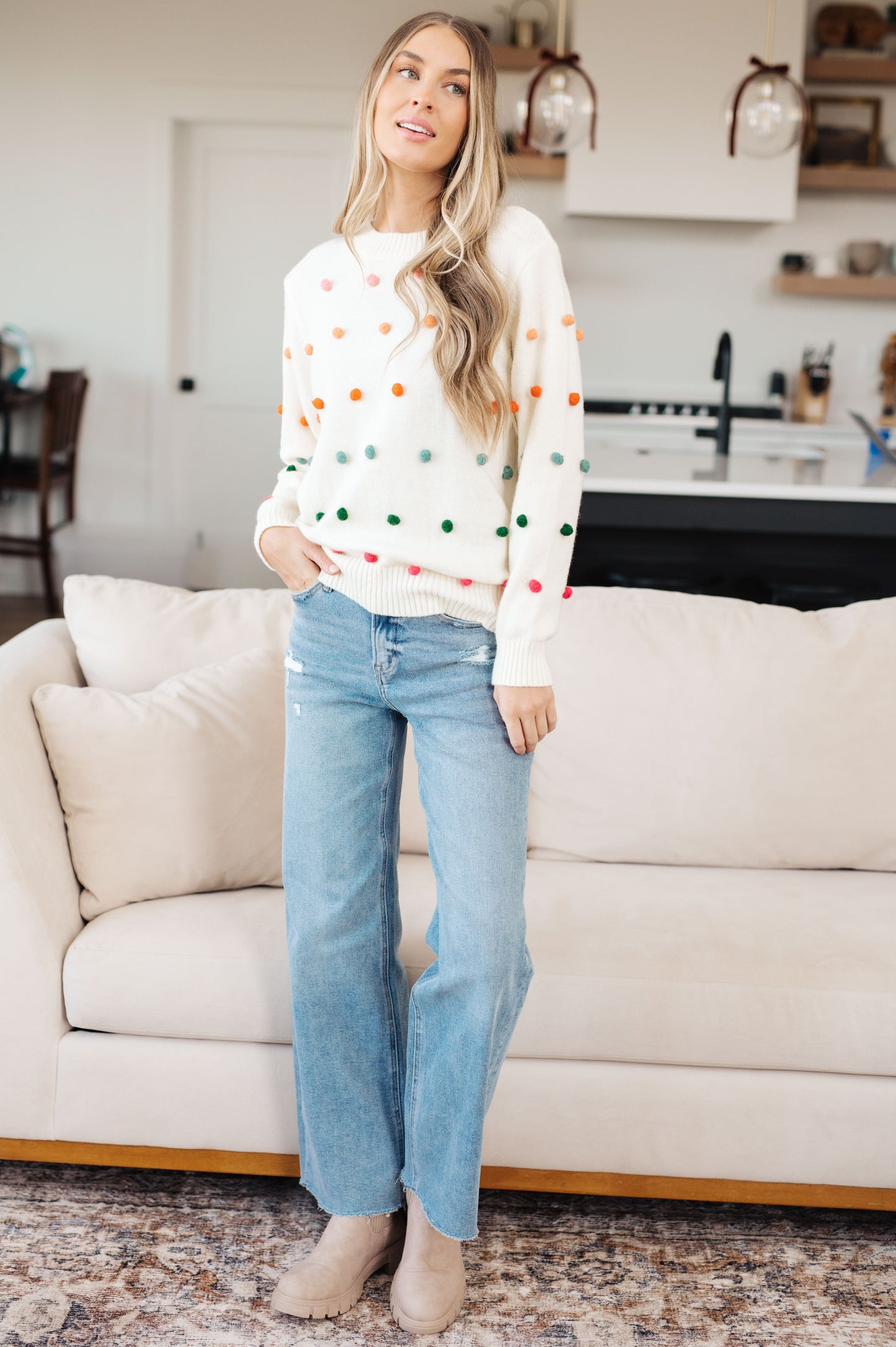 Jodifl • Candy Buttons Pom Detail Sweater