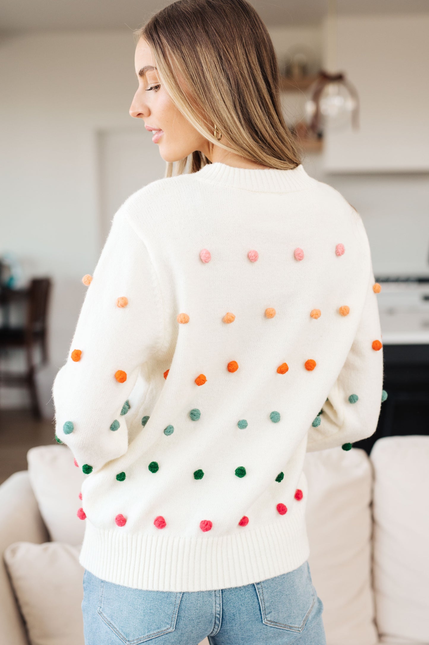 Jodifl • Candy Buttons Pom Detail Sweater