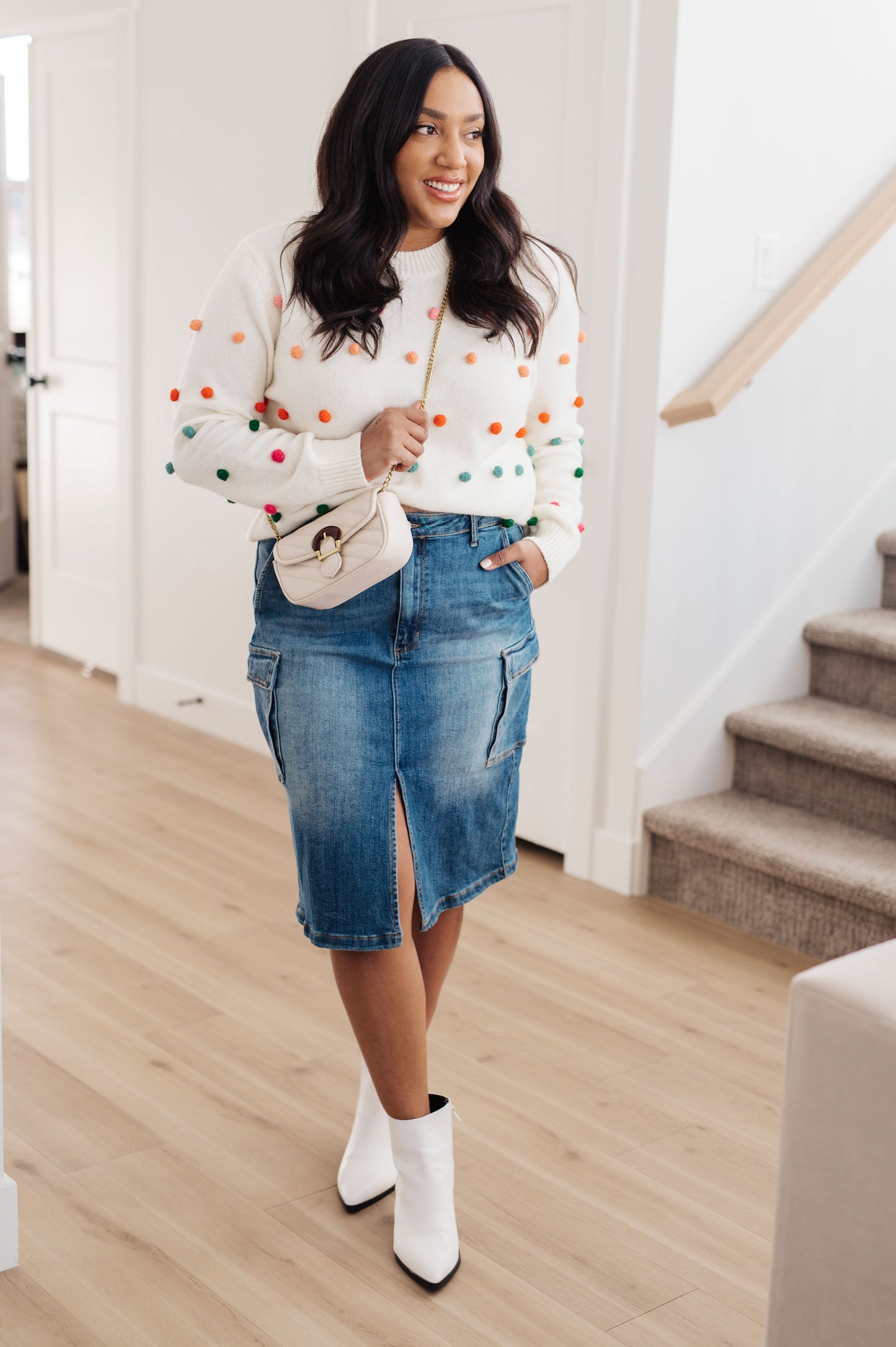 Jodifl • Candy Buttons Pom Detail Sweater