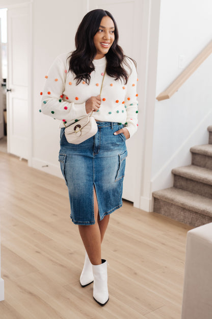 Jodifl • Candy Buttons Pom Detail Sweater