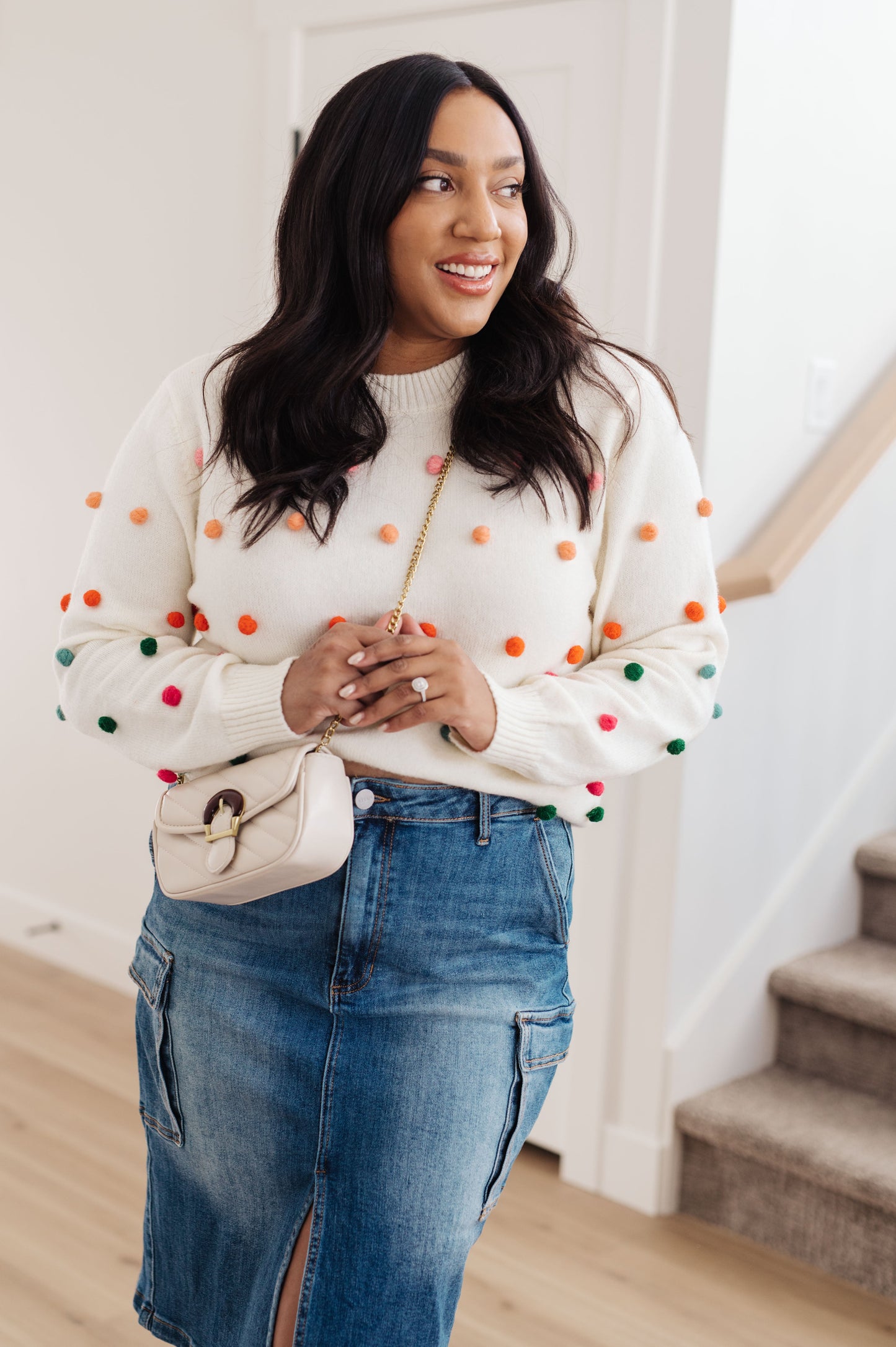 Jodifl • Candy Buttons Pom Detail Sweater