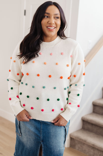 Jodifl • Candy Buttons Pom Detail Sweater