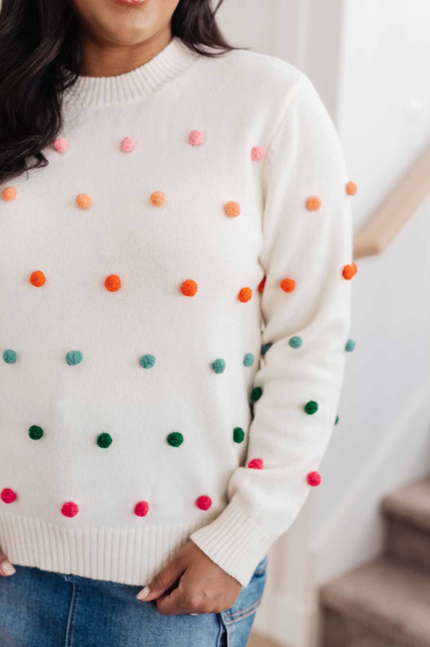 Jodifl • Candy Buttons Pom Detail Sweater