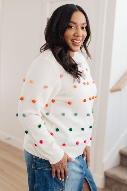 Jodifl • Candy Buttons Pom Detail Sweater