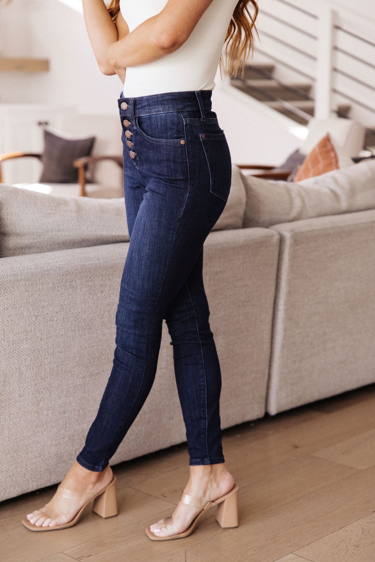 Judy Blue • Celecia High Waist Hand Sanded Resin Skinny Jeans