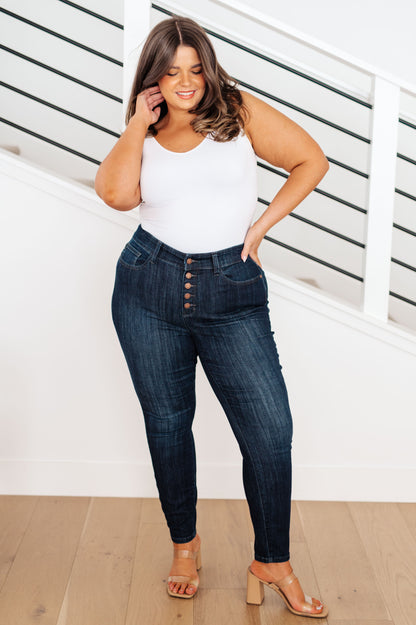 Judy Blue • Celecia High Waist Hand Sanded Resin Skinny Jeans