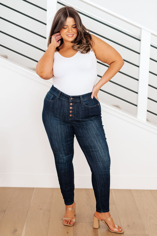 Judy Blue • Celecia • High Waist Hand Sanded Resin Skinny Jeans
