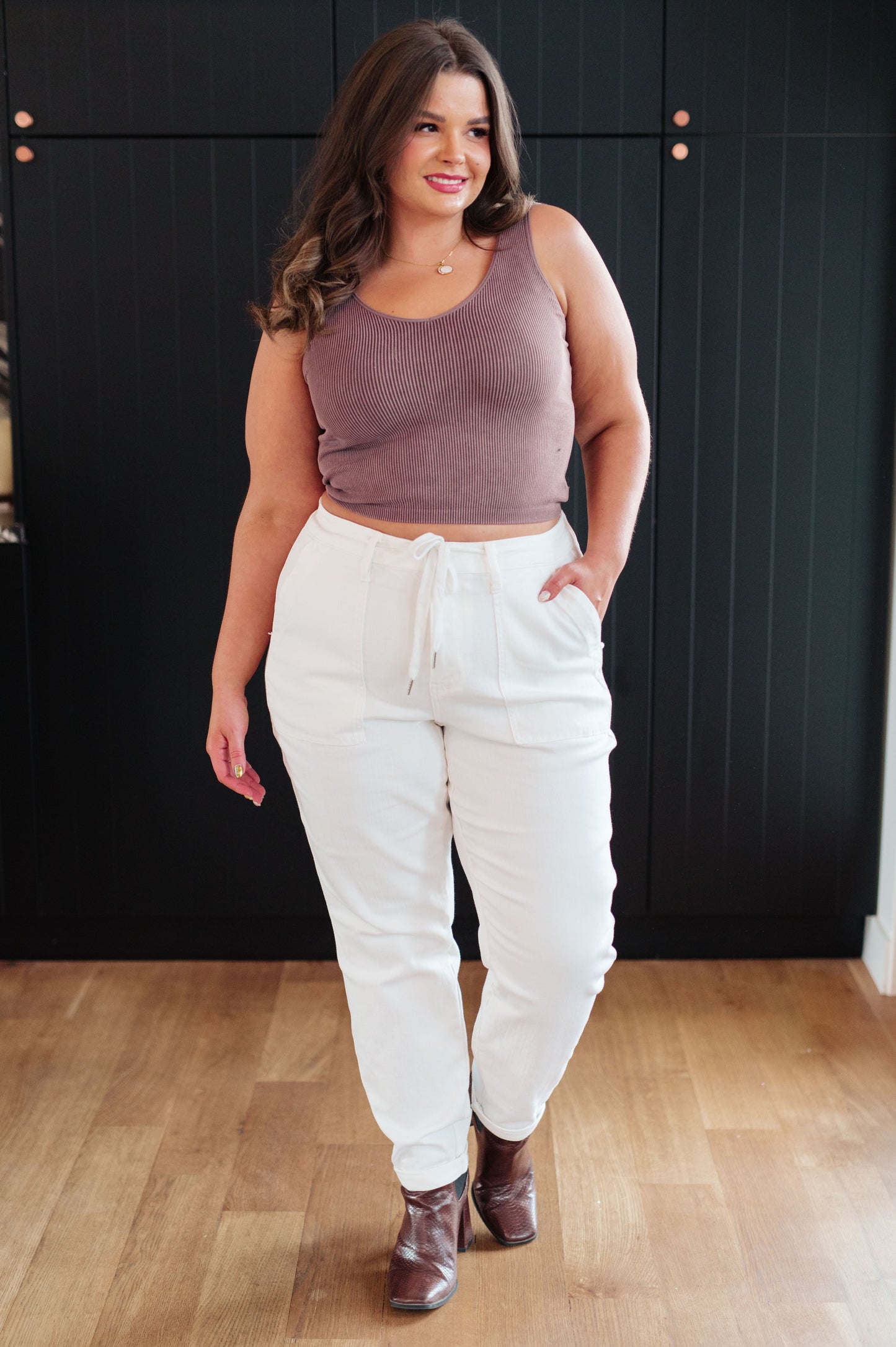 Judy Blue • Charlene High Rise Jogger in Ecru