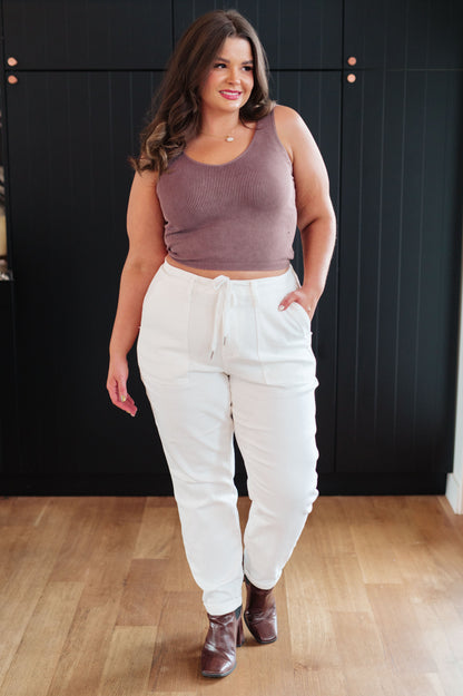 Judy Blue • Charlene High Rise Jogger in Ecru