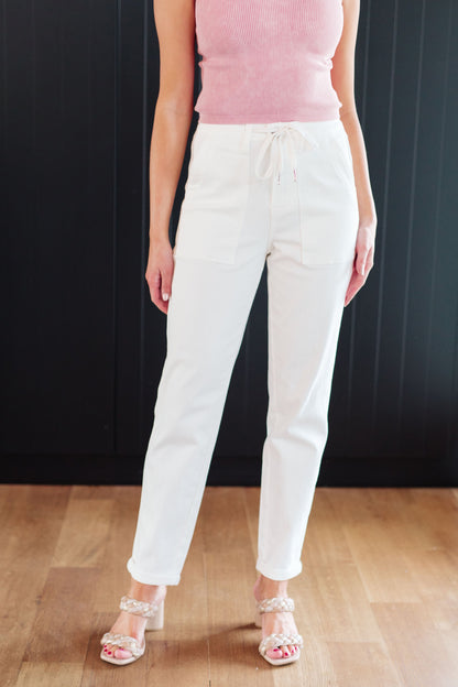 Judy Blue • Charlene High Rise Jogger in Ecru