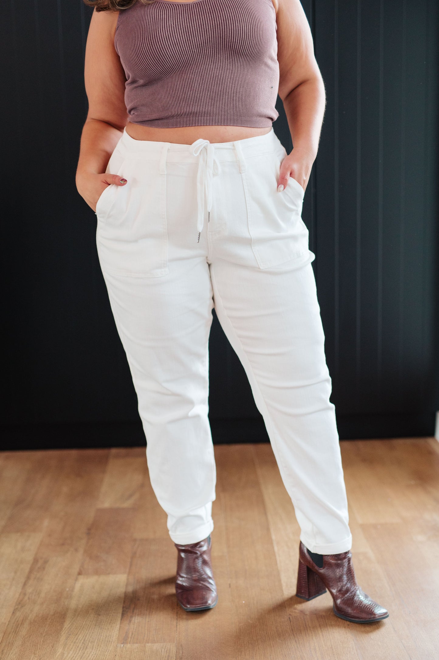 Judy Blue • Charlene High Rise Jogger in Ecru