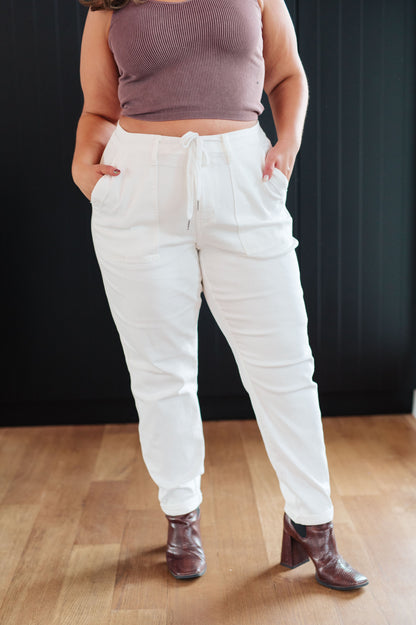 Judy Blue • Charlene High Rise Jogger in Ecru