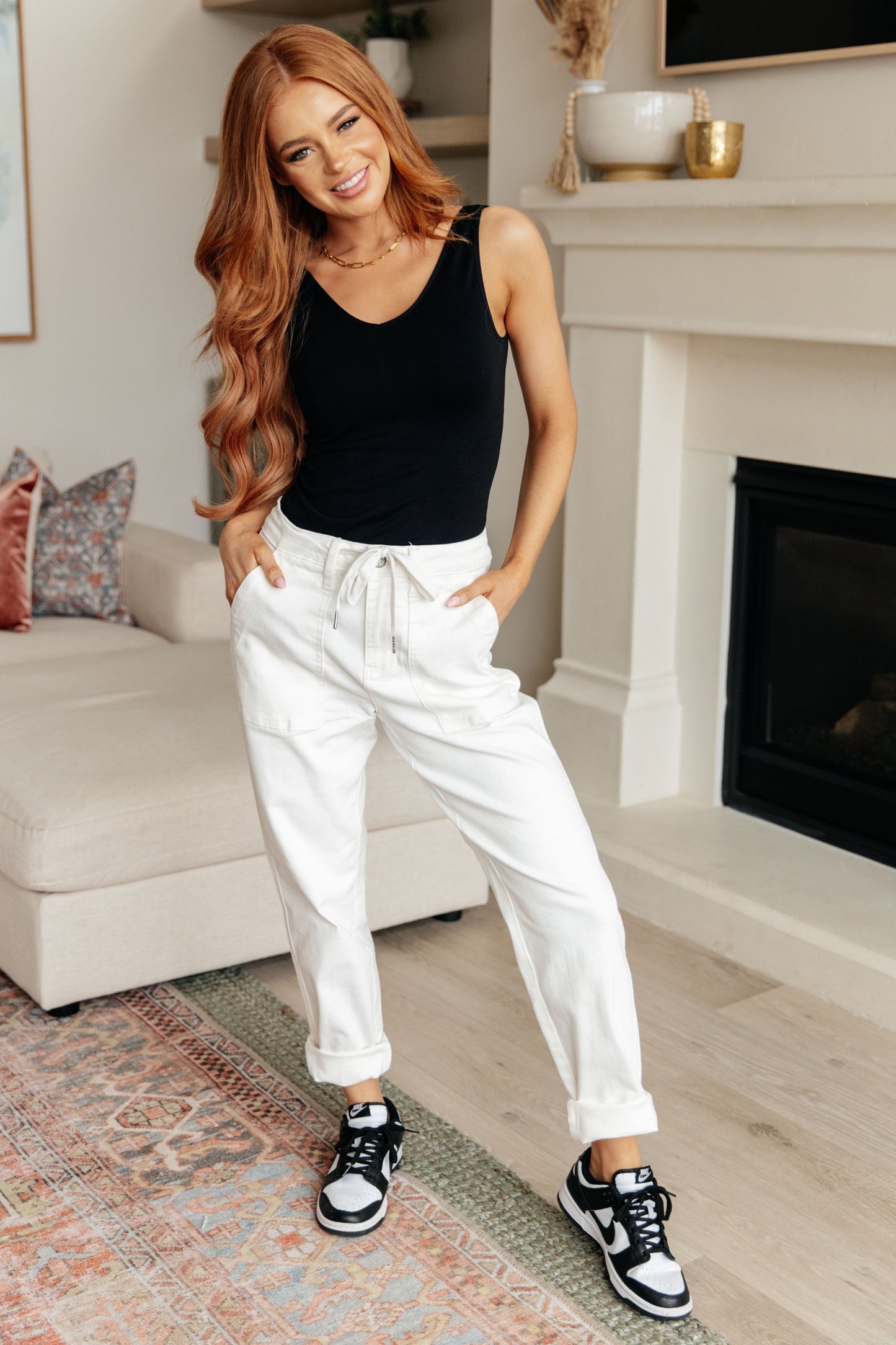 Judy Blue • Charlene High Rise Jogger in Ecru