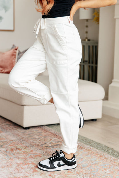 Judy Blue • Charlene High Rise Jogger in Ecru