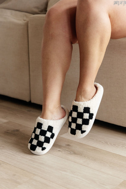 Checked Out Slippers in Black and White