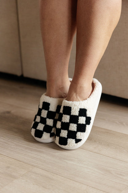 Checked Out Slippers in Black and White