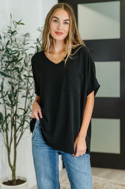 Zenana • Coastal Ease V-Neck Top in Black
