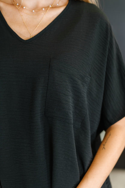 Zenana • Coastal Ease V-Neck Top in Black
