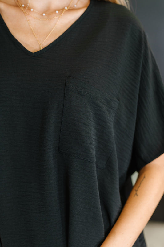 Zenana • Coastal Ease V-Neck Top in Black