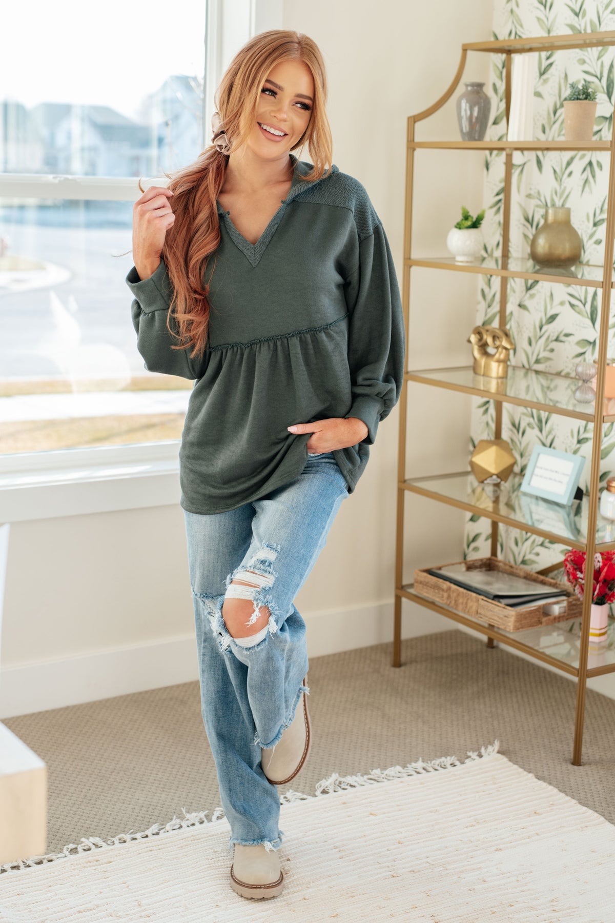 She's Not Wrong • Hooded V-Neck Pullover