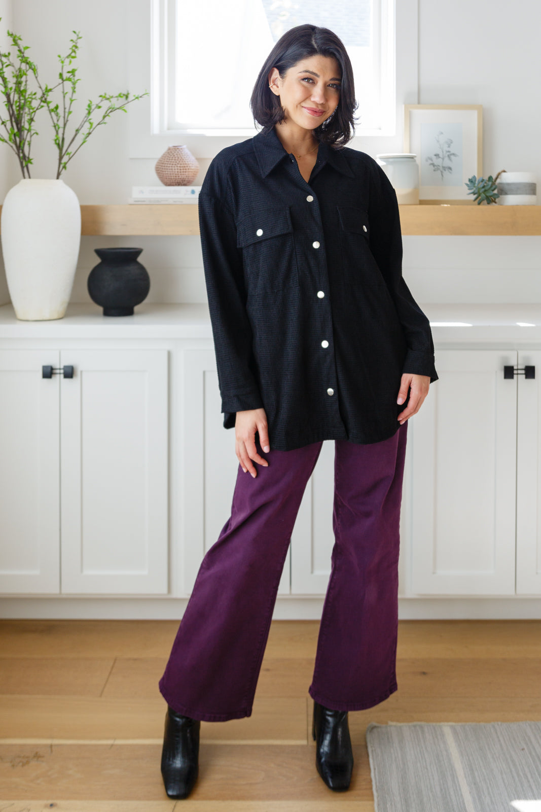Mica Denim • Petunia High Rise Wide Leg Jeans in Plum