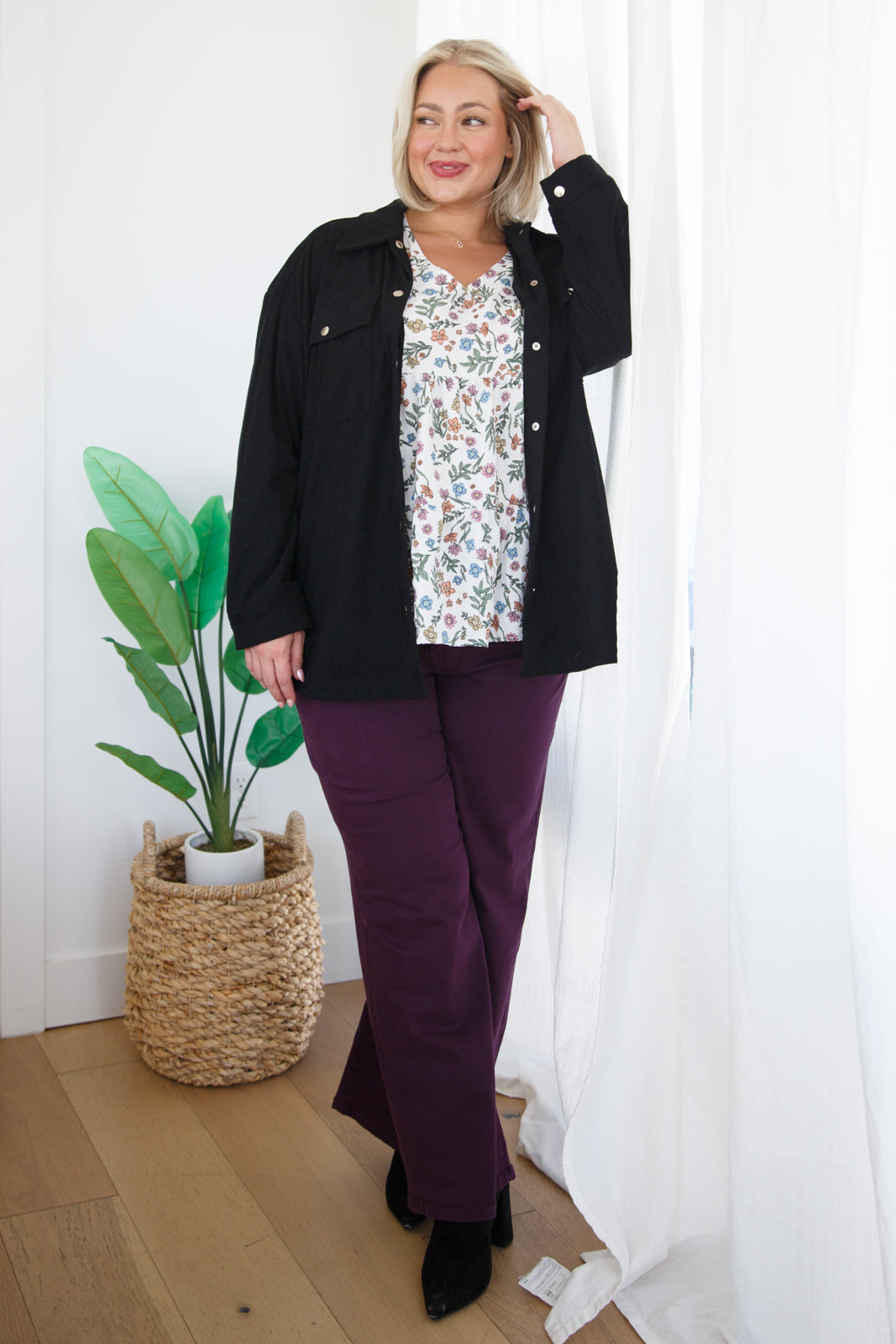 Mica Denim • Petunia High Rise Wide Leg Jeans in Plum