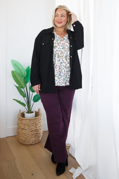 Mica Denim • Petunia High Rise Wide Leg Jeans in Plum