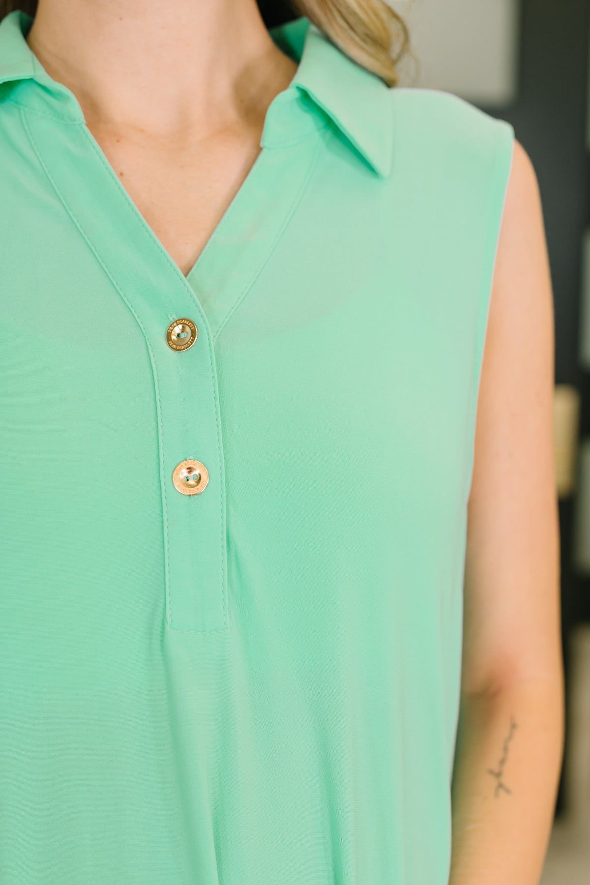 Dear Scarlett • Coral Sands Collared Tank Dress in Aqua Mint