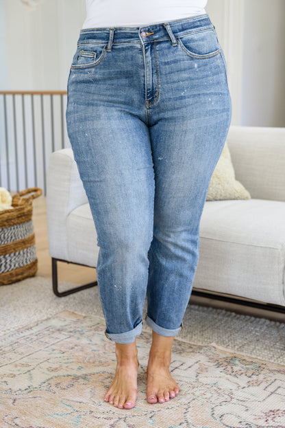 Judy Blue • Corey Hi Rise Bleach Splash Boyfriend Jeans