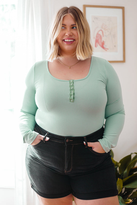 Heimish • Count On Me Ribbed Bodysuit in Sage