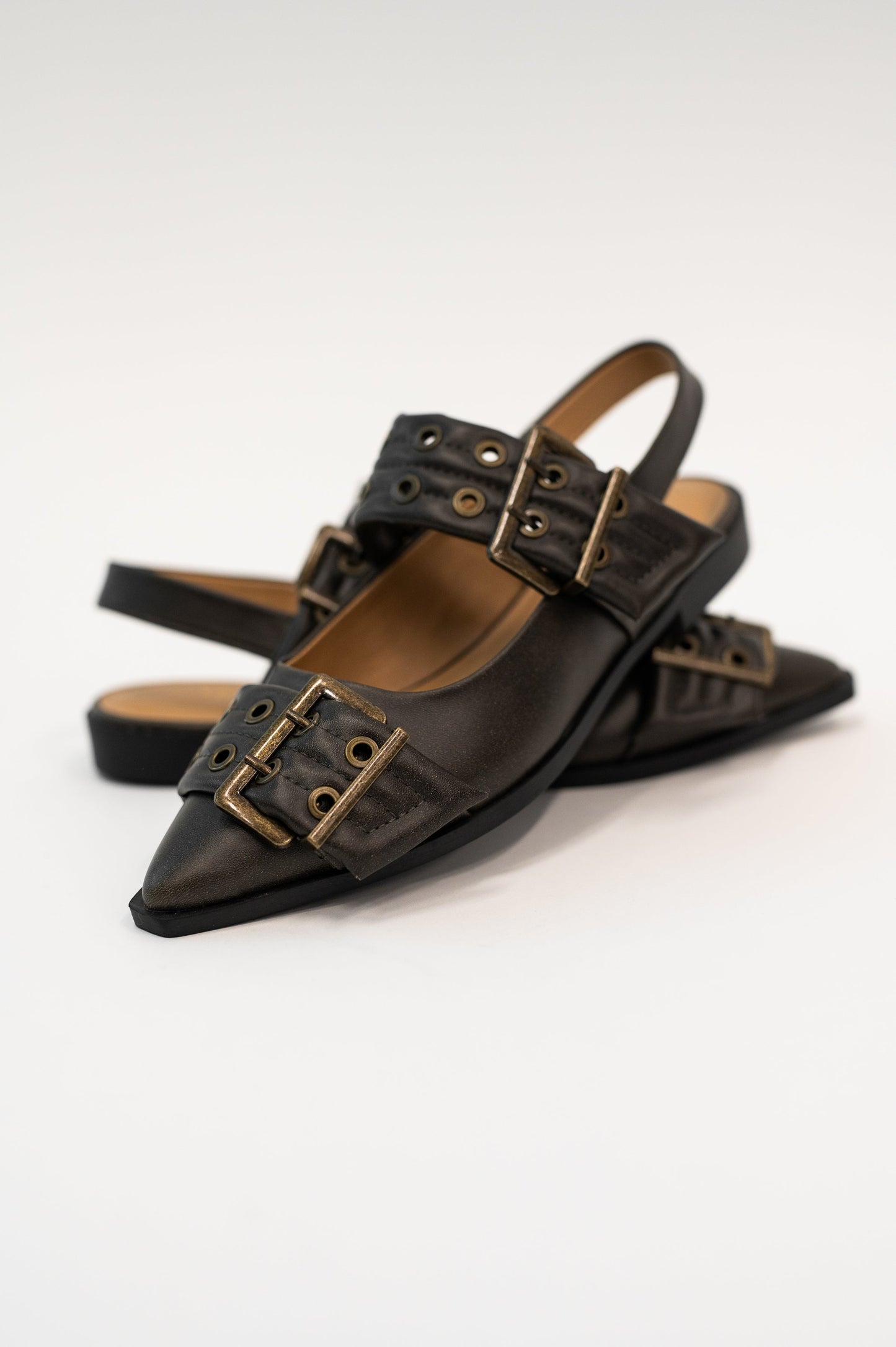 Soda • Crazy Train Buckle Pointy Toe Flats