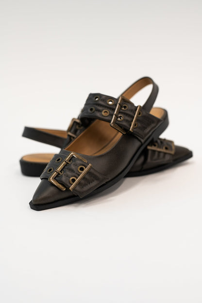 Soda • Crazy Train Buckle Pointy Toe Flats