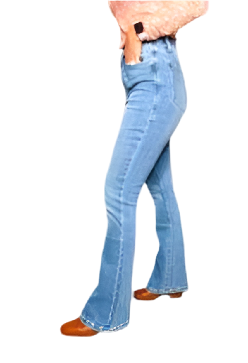 LuLaRoe Denim • High Waisted • Flared • Blue Denim