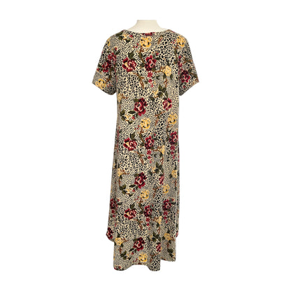 LuLaRoe Carly • High Low Hemline Swing Dress • Leopard and Floral Print