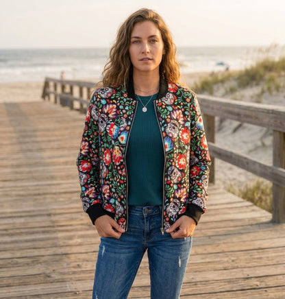 LuLaRoe Sugar Skulls • Stevie Bomber Jacket