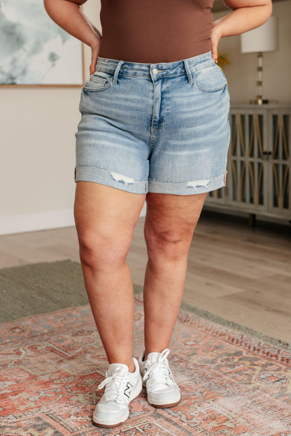 Judy Blue • Darlene • High Rise Distressed Cuffed Cutoff Shorts