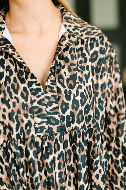 Haptics • Darlin' If You Don't Mind • Babydoll Leopard Print Dress