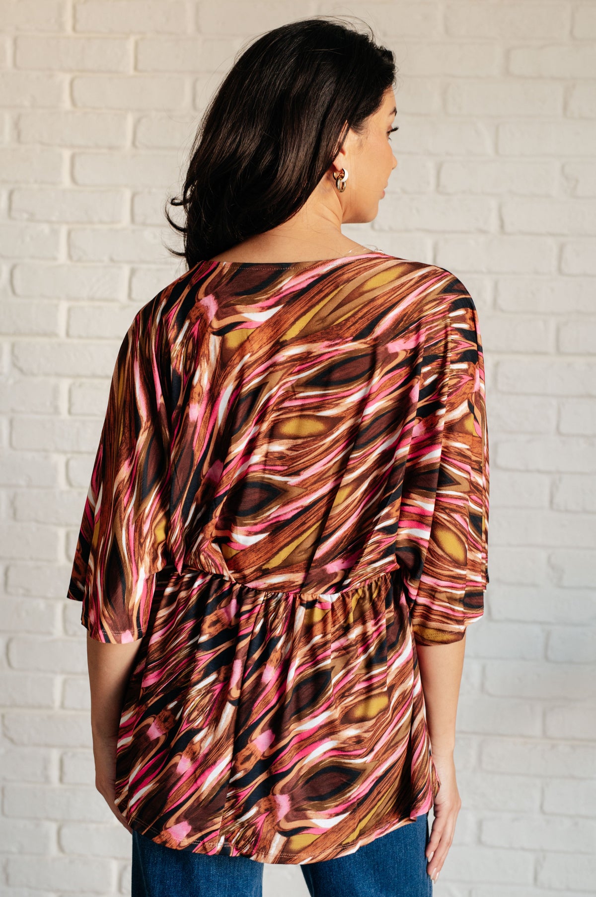 Dear Scarlett • Dearest Dreamer • Peplum Top in Abstract Mocha