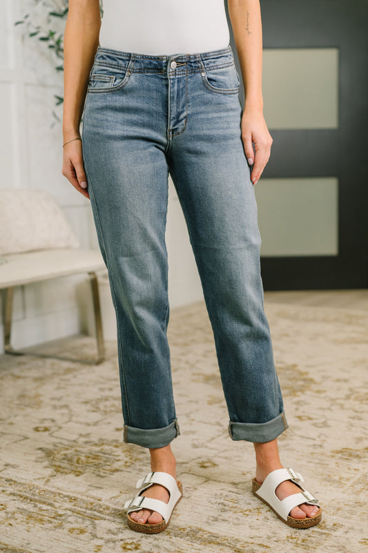 Judy Blue • Doris • Mid Rise Boyfriend with Adjustable Back Tab + Hollywood Waistband