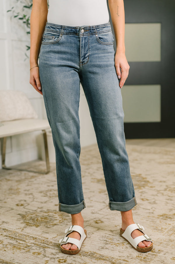 Judy Blue • Doris • Mid Rise Boyfriend with Adjustable Back Tab + Hollywood Waistband