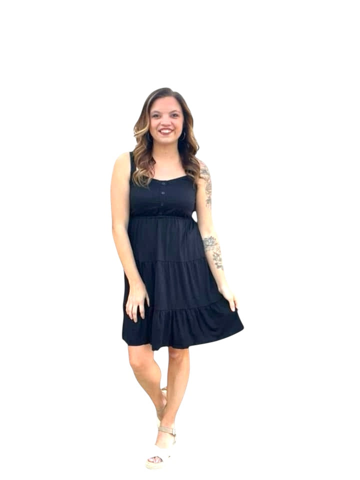 LuLaRoe  Amanda • Tiered Tank Top Dress • Solid Black