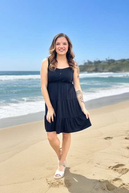 LuLaRoe  Amanda • Tiered Tank Top Dress • Solid Black