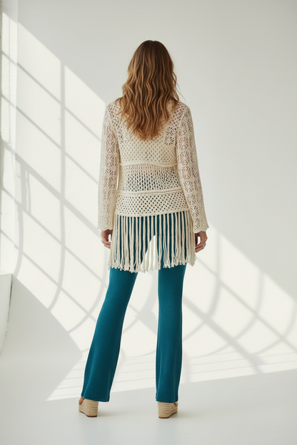 Kylie Pull on Flare Pants - Solid Deep Lagoon Teal Stretch Cord