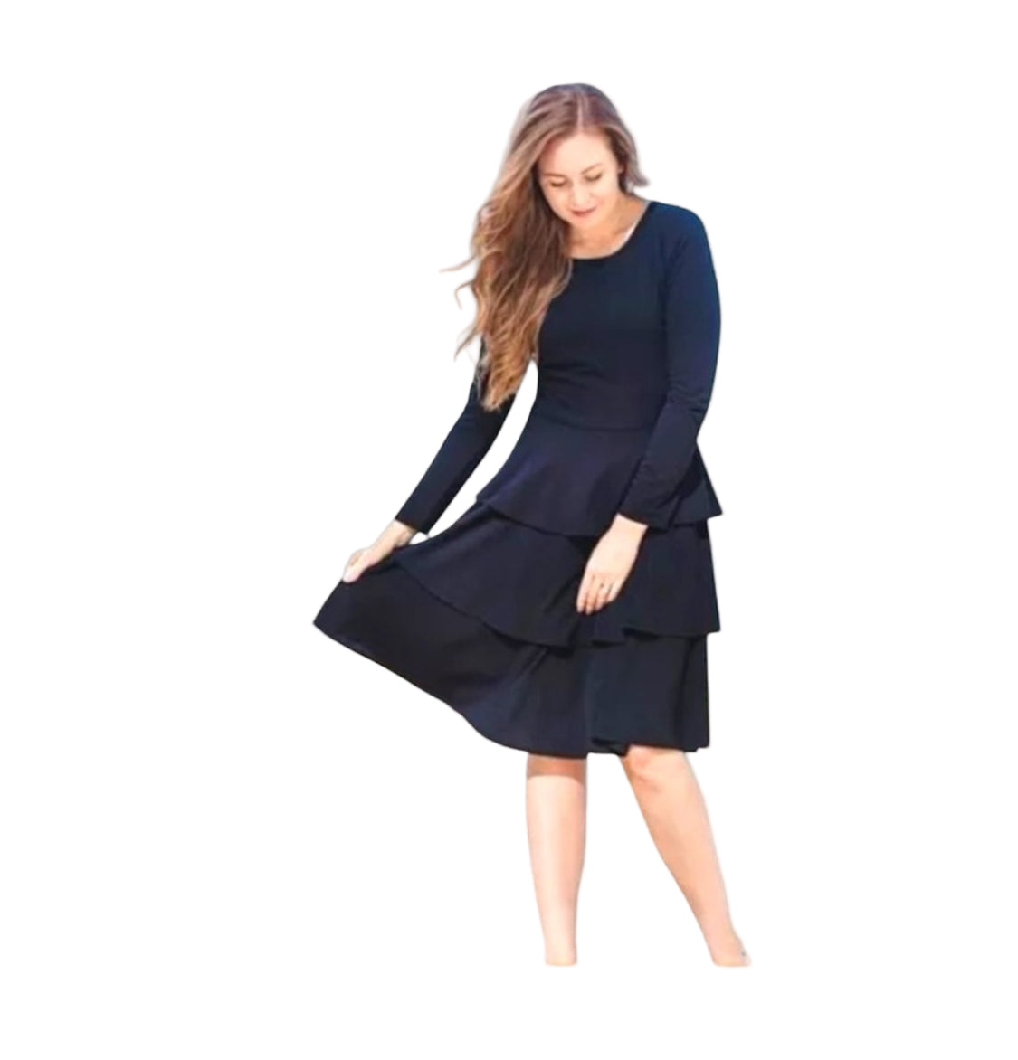 LuLaRoe Georgia • Tiered Midi Dress • Solid Black