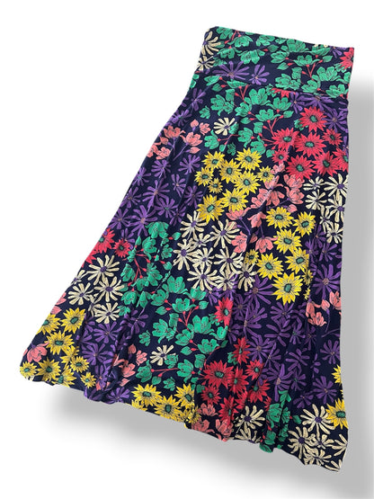 LuLaRoe Maxi Skirt • 6” Yoga Waistband • A-line • Navy Botanical Print • Pre Owned in Excellent Condition