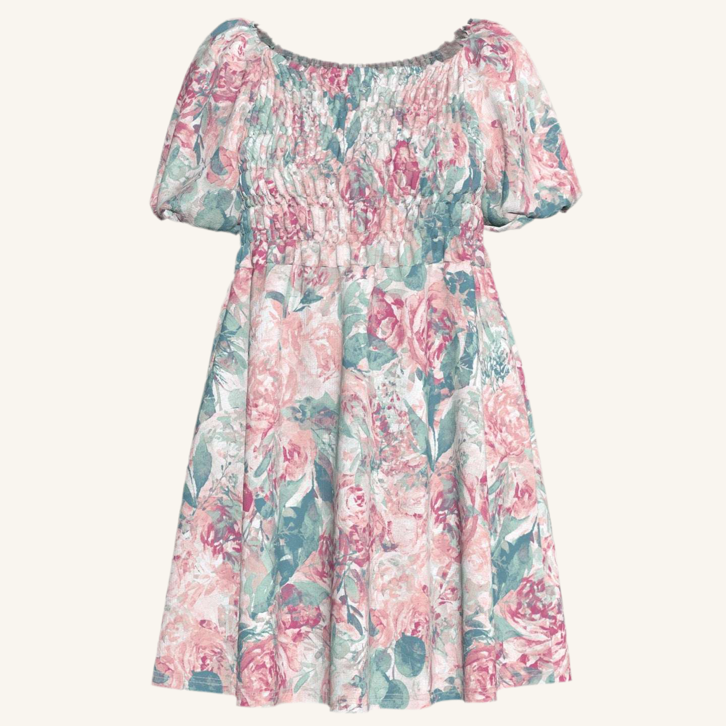 LuLaRoe Alina Babydoll Nap Dress • Smocked Bodice • Bubble Sleeves