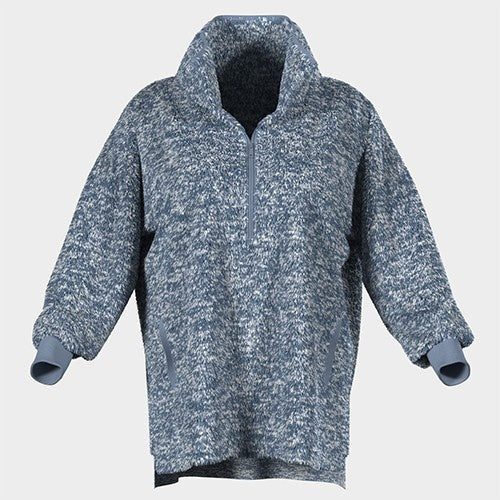 LuLaRoe Nancy Half Zip Pullover with Side Pockets • Blue White Gravel Texture