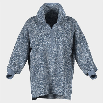 LuLaRoe Nancy Half Zip Pullover with Side Pockets • Blue White Gravel Texture