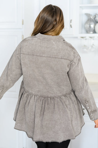 143 Story • Earl Grey Button Up Long Sleeve Top